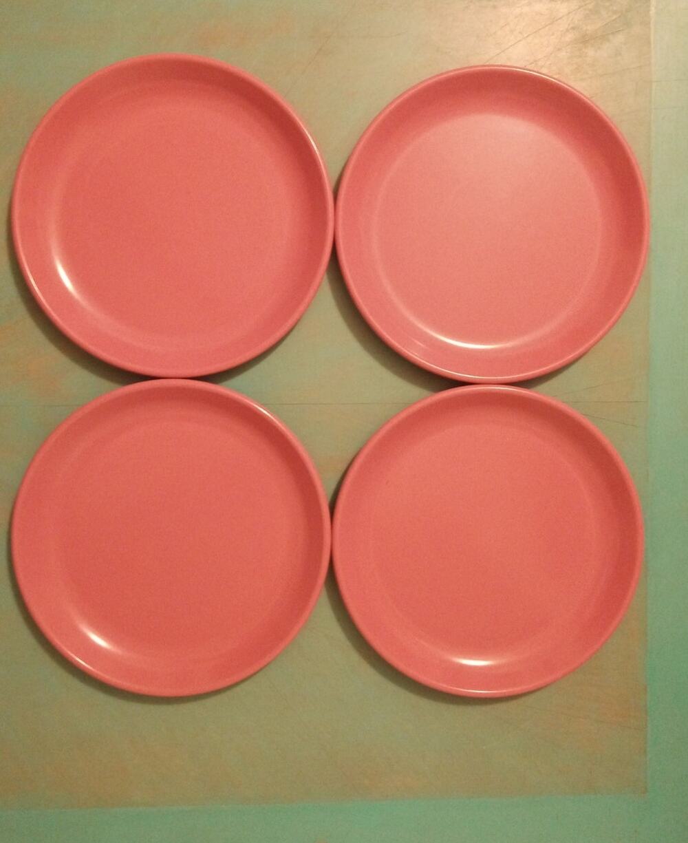 Vtg 80s Rubbermaid Pink Melamine Lunch Plates 8" Mauve Rose Set of 4 #3838 Retro